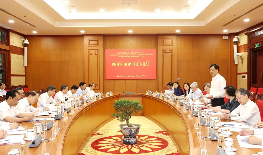 Phiên họp thứ Nhất của Ban Chỉ đạo Trung ương về sơ kết 1 năm vận hành bộ máy của hệ thống chính trị và chính quyền địa phương 2 cấp. Ảnh: Phương Hoa/TTXVN.