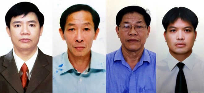 Ông Lê Đình Mậu (bìa trái) và 3 bị can trong vụ án.