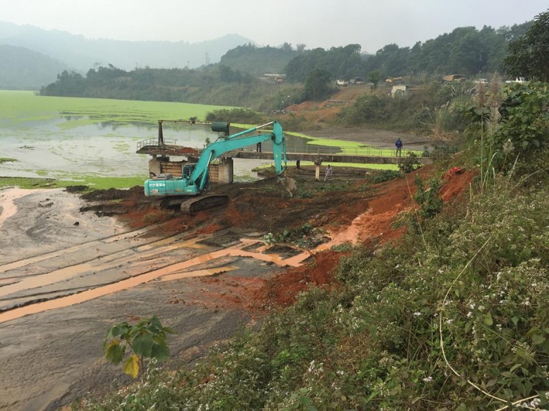 Nơi xảy ra sự cố vỡ đáy xả nước hồ thải