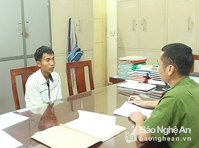 Lữ Văn Thành tại cơ quan công an. Ảnh: CAND