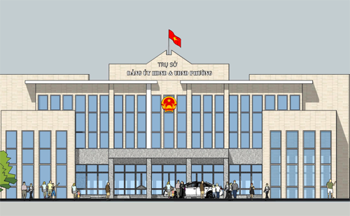 Một phương án kiến trúc trụ sở phường được đưa ra lấy ý kiến. Nguồn: HRAP.