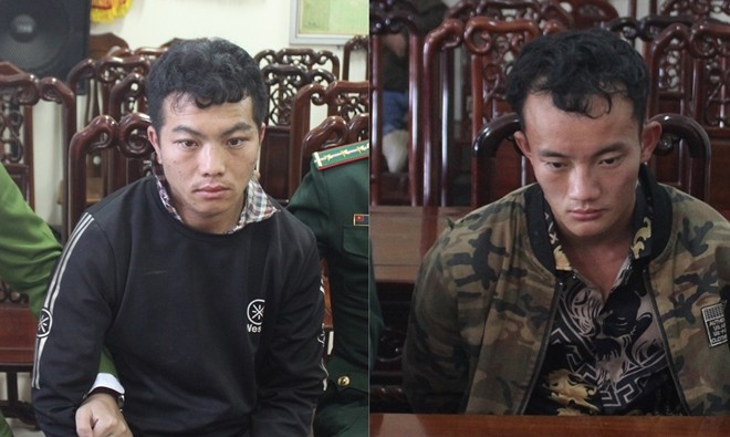 Đối tượng Đà Xìa Tụ Vàng và Vừ Xồng tại cơ quan Công an.