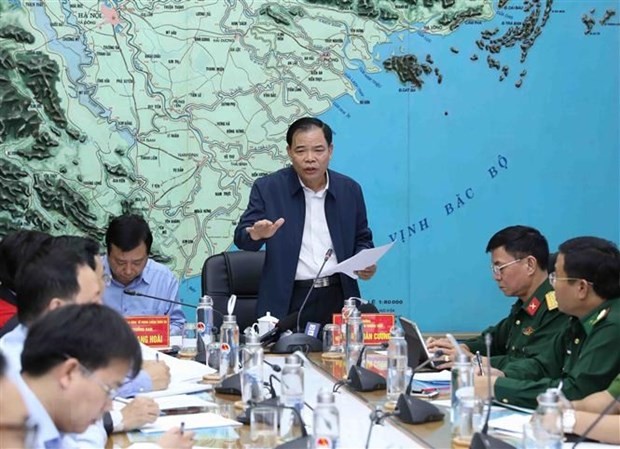 Bộ trưởng Bộ Nông nghiệp và Phát triển nông thôn, Phó Trưởng ban Thường trực Ban Chỉ đạo Trung ương về phòng, chống thiên tai Nguyễn Xuân Cường. (Ảnh: Vũ Sinh/TTXVN)