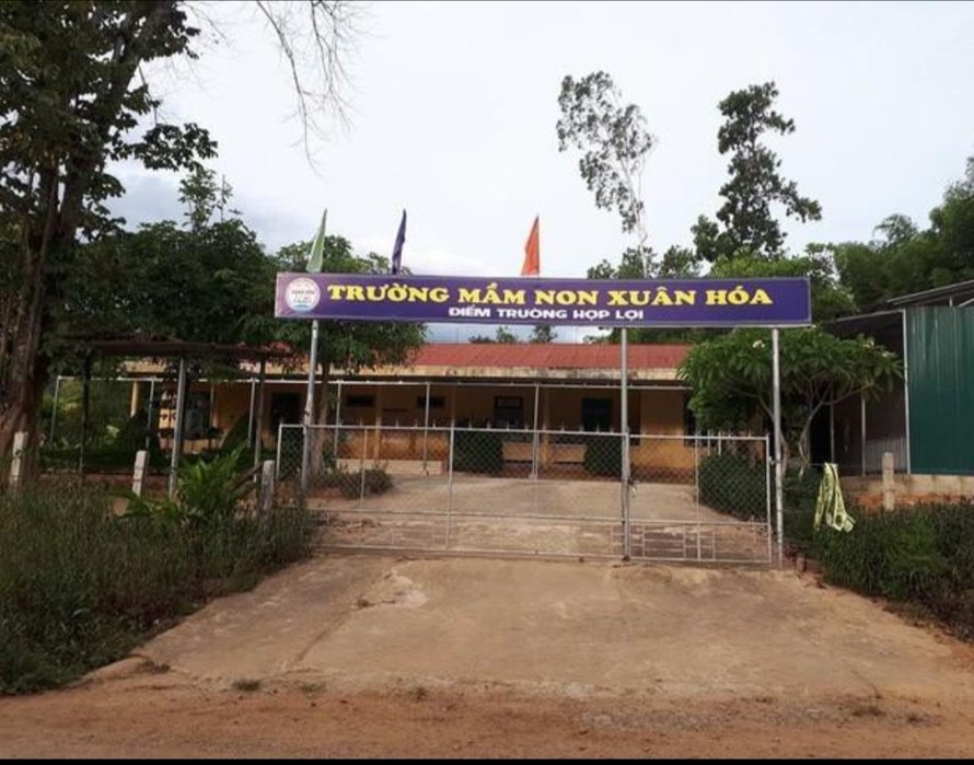 Trường mầm non Xuân Hóa nơi cô giáo mua vở tập tô cho học sinh có chữ Trung Quốc.