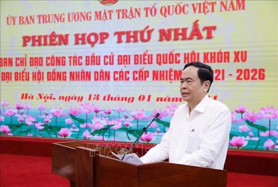 Chủ tịch Uỷ ban Trung ương MTTQ Việt Nam Trần Thanh Mẫn chủ trì cuộc họp.
