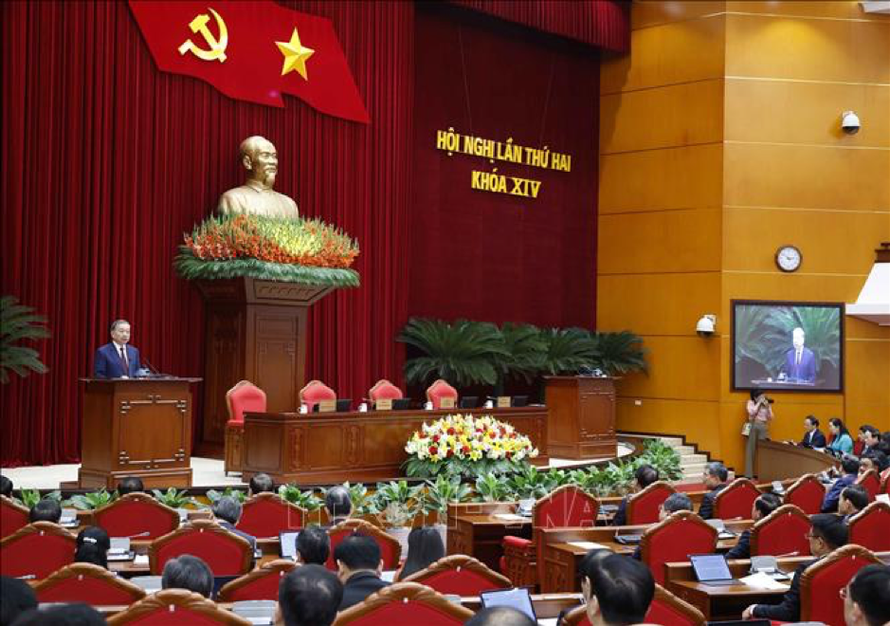 Tổng Bí thư Tô Lâm phát biểu bế mạc Hội nghị lần thứ hai Ban Chấp hành Trung ương Đảng khoá XIV. 