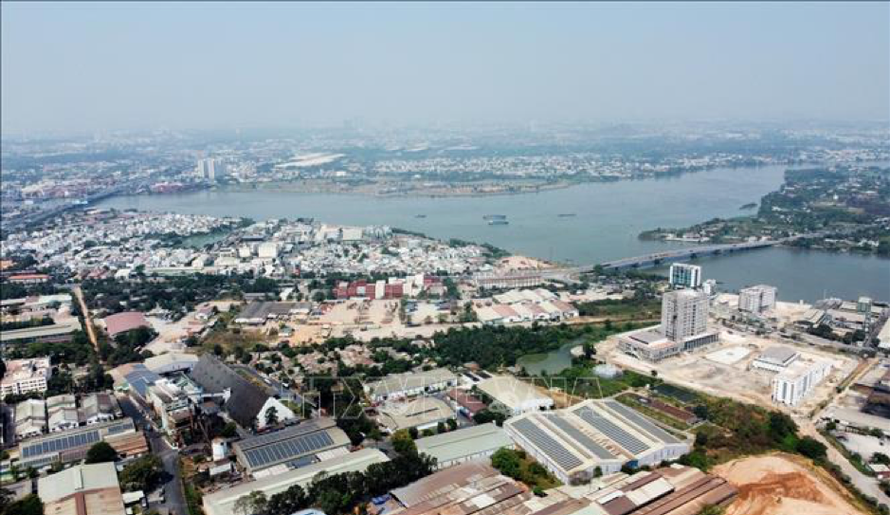 Một góc trung tâm tỉnh Đồng Nai nhìn từ trên cao. 