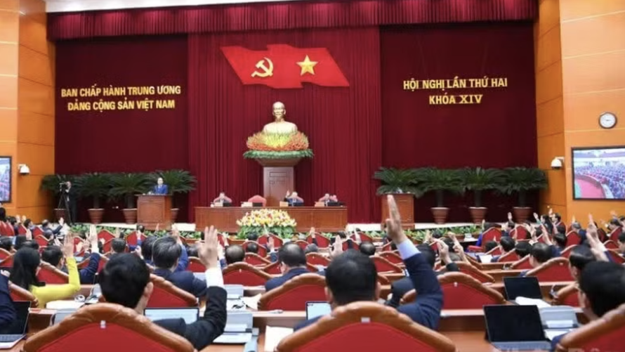 Toàn cảnh phiên bế mạc Hội nghị lần thứ hai Ban Chấp hành Trung ương Đảng Cộng sản Việt Nam khóa XIV. 