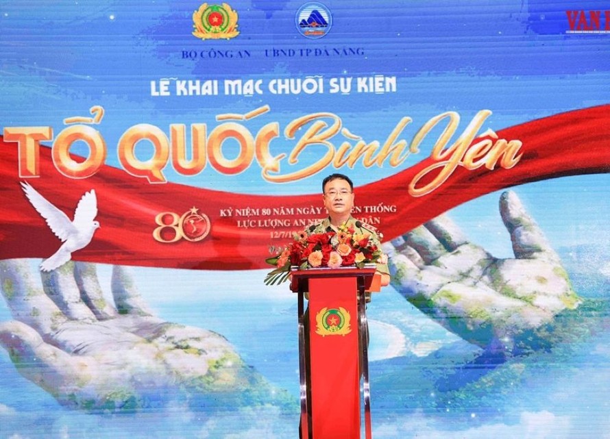 Thượng tướng Phạm Thế Tùng, Thứ trưởng Bộ Công an, phát biểu tại lễ khai mạc