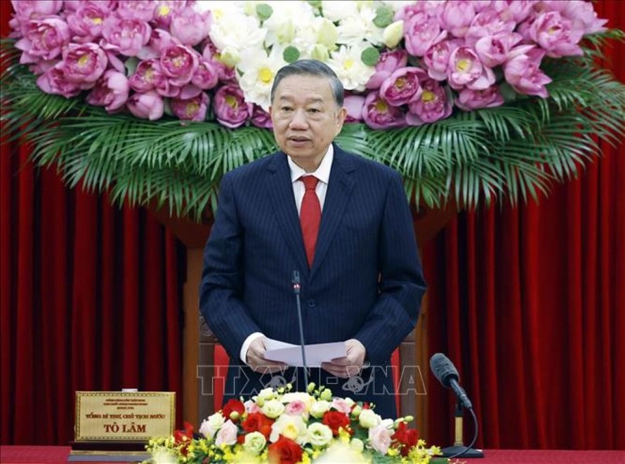 Tổng Bí thư, Chủ tịch nước Tô Lâm phát biểu chỉ đạo. 
