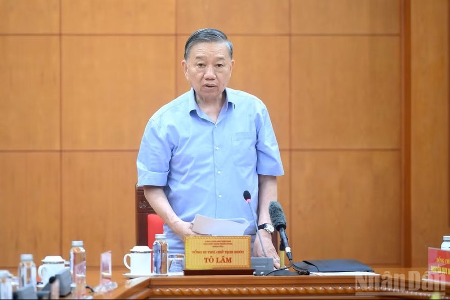 Tổng Bí thư, Chủ tịch nước Tô Lâm phát biểu tại cuộc làm việc.