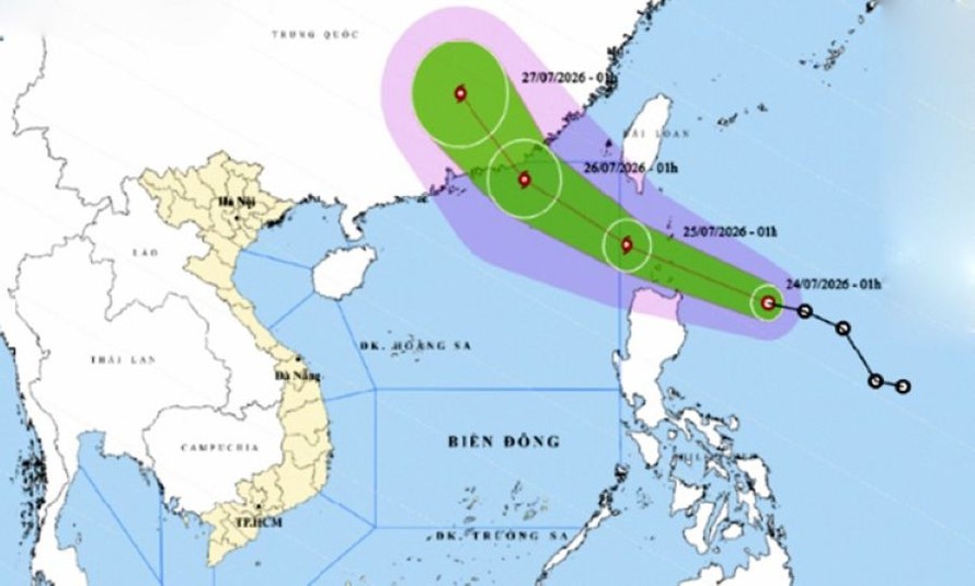 Vị trí và đường đi của áp thấp nhiệt đới. Ảnh: thoitietvietnam.gov.vn