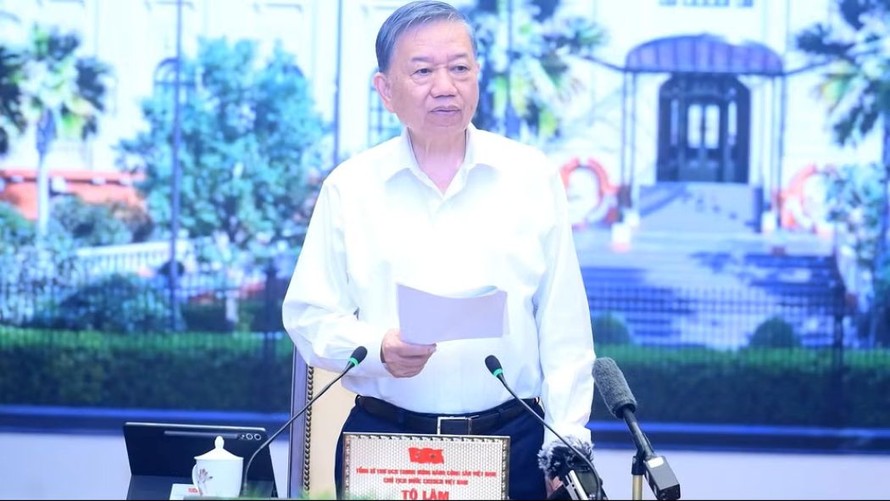 Tổng Bí thư, Chủ tịch nước Tô Lâm phát biểu tại cuộc làm việc với Đảng ủy Chính phủ và các cơ quan về tình hình thực hiện chính sách an sinh xã hội ngày 25/8. 