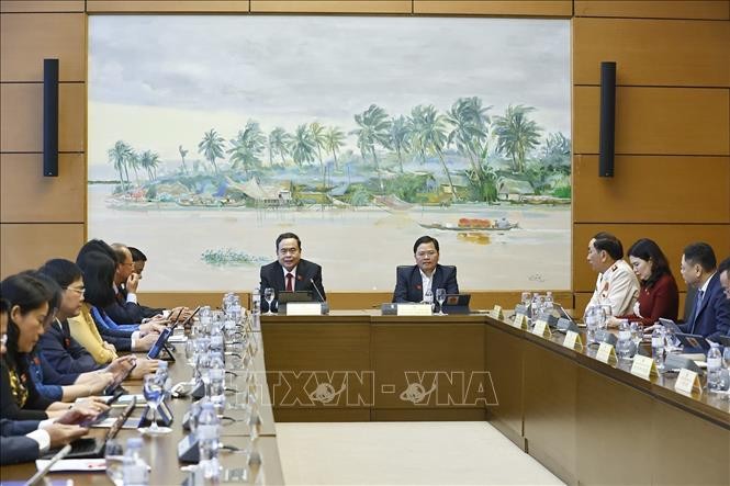 Chủ tịch Quốc hội Trần Thanh Mẫn, đại biểu Quốc hội tỉnh Hậu Giang phát biểu. Ảnh: Doãn Tấn