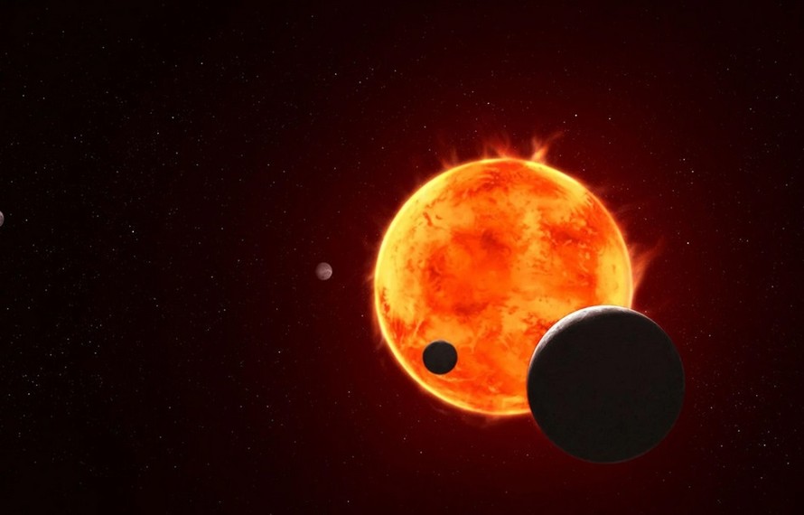 Bản vẽ mô phỏng TRAPPIST-1 và TRAPPIST-1 e. Ảnh: NASA