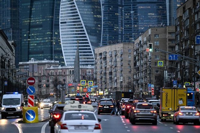 Quang cảnh bên ngoài tòa cao ốc Trung tâm thương mại quốc tế Moskva ở thủ đô Moskva, Nga. Ảnh: AFP