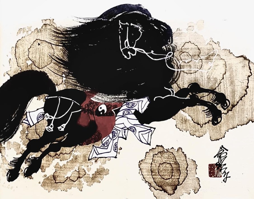 Một tác phẩm của họa sĩ Lê Trí Dũng tại triển lãm Thánh Mã