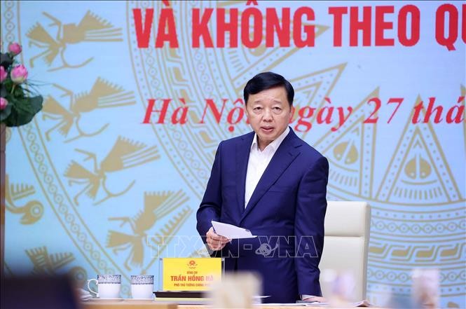 Phó Thủ tướng Trần Hồng Hà phát biểu kết luận cuộc họp. Ảnh: Văn Điệp