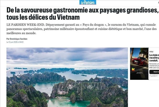 Báo Le Parisien giới thiệu Việt Nam như một trong những quốc gia đáng khám phá nhất châu Á, nổi bật với cảnh quan thiên nhiên hùng vĩ, di sản văn hóa lâu đời và nền ẩm thực được đánh giá thuộc hàng hấp dẫn nhất thế giới. Ảnh: TTXVN phát