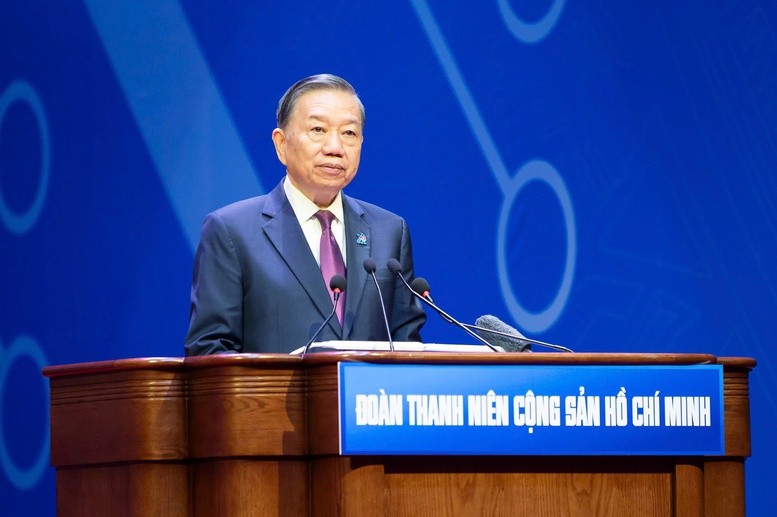 Tổng Bí thư, Chủ tịch nước Tô Lâm dự và có bài phát biểu quan trọng tại phiên trọng thể Đại hội đại biểu toàn quốc Đoàn Thanh niên cộng sản Hồ Chí Minh lần thứ XIII, sáng 25/6 - Ảnh: VGP
