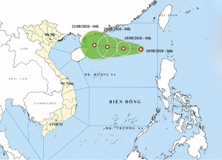 Vị trí và đường đi của áp thấp nhiệt đới. (Ảnh: thoitietvietnam.gov.vn)
