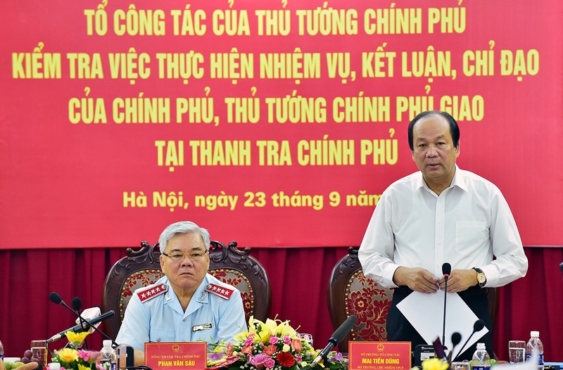 Bộ trưởng, Chủ nhiệm VPCP Mai Tiến Dũng phát biểu tại buổi làm việc. Ảnh: VGP/Nhật Bắc