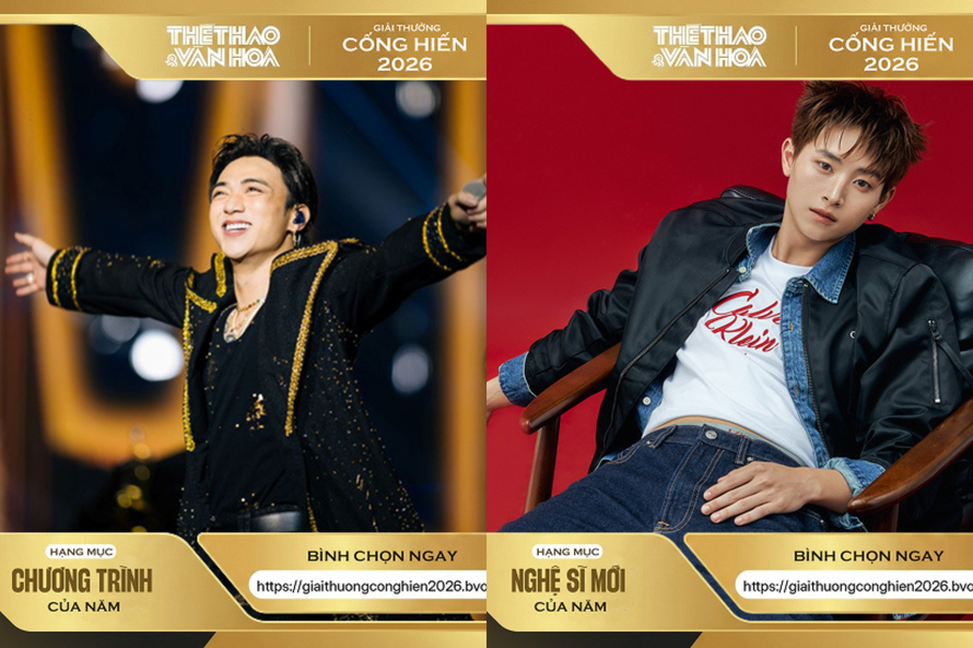 SOOBIN và CONGB dẫn đầu bình chọn chung cuộc tại Giải thưởng Cống hiến 2026