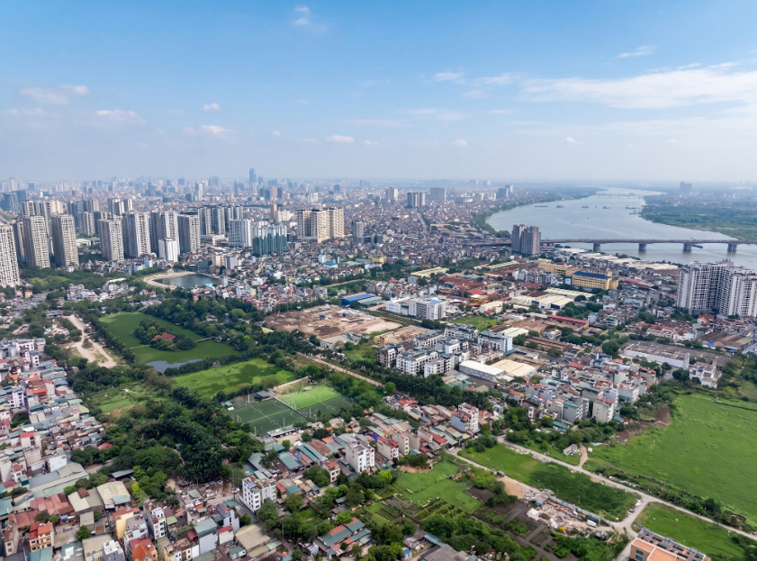 Hiện trạng cảnh quan khu vực giáp ranh Hai Bà Trưng - Hoàng Mai. (Ảnh: Grand M)