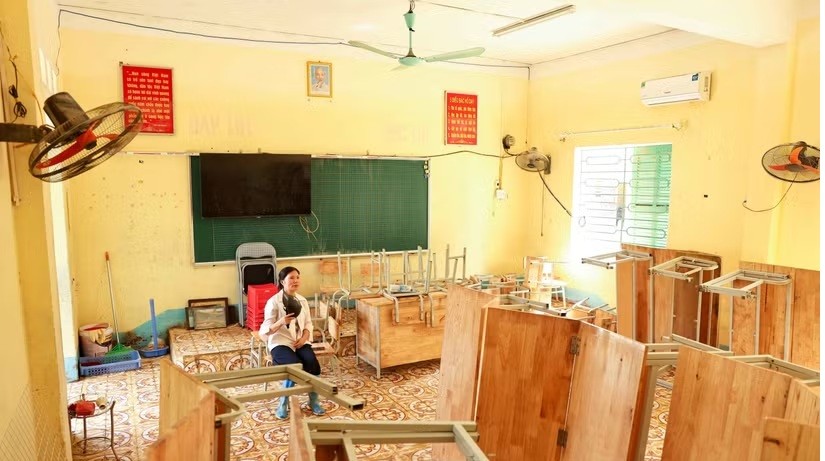 Các cơ sở giáo dục khắc phục hiệu quả do mưa lũ. (Ảnh: TTXVN)