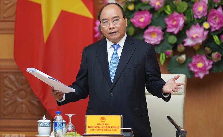 Thủ tướng Nguyễn Xuân Phúc phát biểu tại cuộc làm việc - Ảnh: VGP/Quang Hiếu