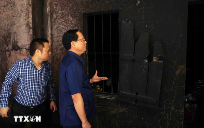 Sáng nay, Ủy ban Thường vụ Quốc hội đã tổ chức Đoàn công tác do Phó Chủ tịch Trần Quang Phương dẫn đầu đến hiện trường. Ảnh: Phạm Kiên/TTXVN