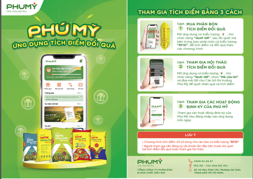 Ứng dụng “Phú Mỹ” tích điểm đổi quà. Gia tăng tương tác và trải nghiệm cho bà con nông dân.