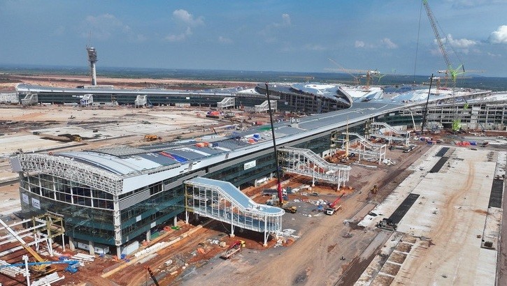 Nhà ga hành khách sân bay Long Thành đang gấp rút thi công.