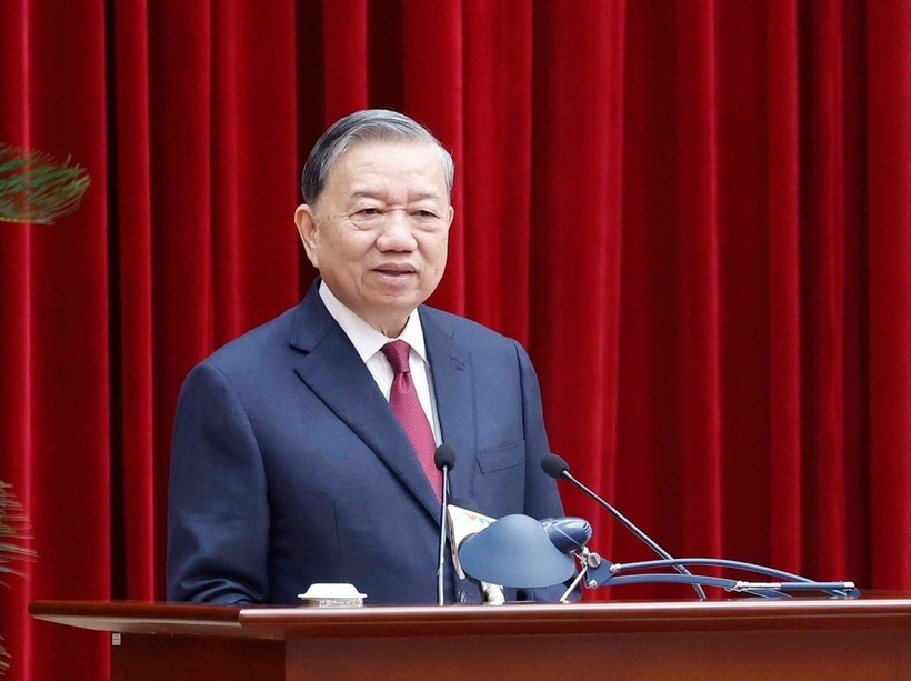 Tổng Bí thư Tô Lâm phát biểu.