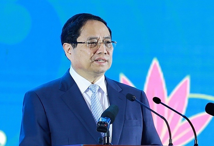 Thủ tướng Phạm Minh Chính phát biểu tại Diễn đàn hợp tác địa phương Việt Nam-Nhật Bản.