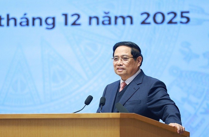 Thủ tướng Phạm Minh Chính phát biểu tại Lễ kỷ niệm 50 năm thành lập Ủy ban Biên giới Quốc gia. 