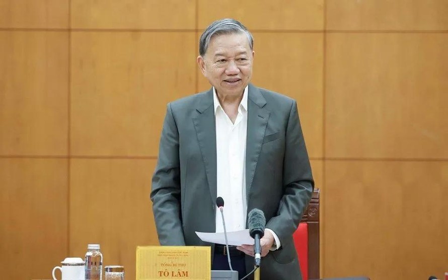 Tổng Bí thư Tô Lâm phát biểu. 