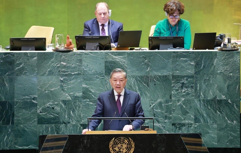 Tổng Bí thư, Chủ tịch nước Tô Lâm phát biểu tại Phiên thảo luận chung cấp cao Đại hội đồng Liên hợp quốc Khóa 79. 