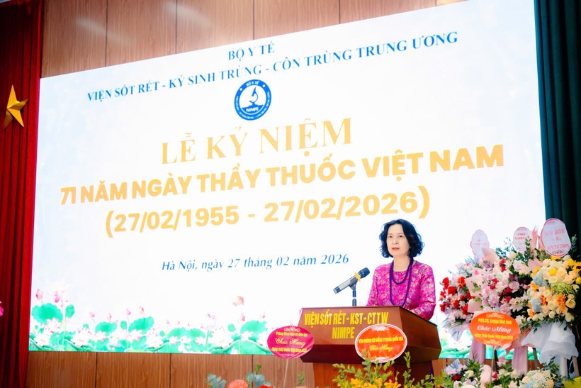 Thứ trưởng Bộ Y tế Nguyễn Thị Liên Hương phát biểu tại buổi lễ. (Ảnh: PV/Vietnam+)