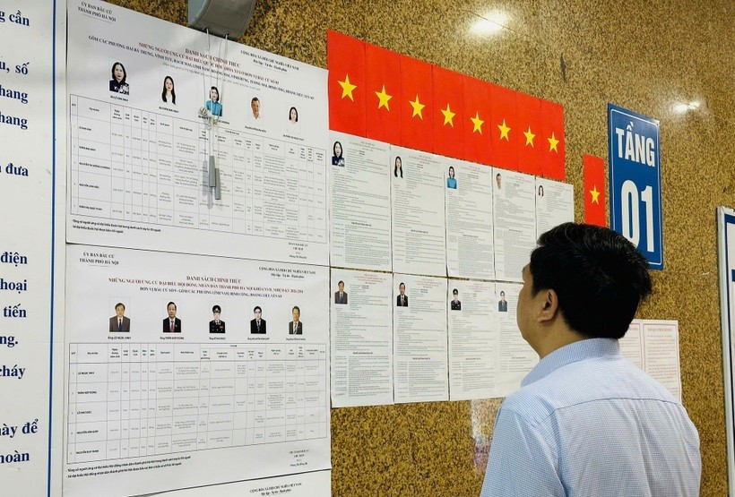 Người dân tìm hiểu thông tin về các ứng cử viên.