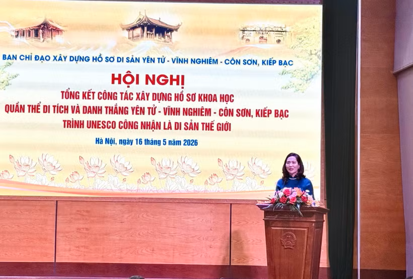 Quang cảnh Hội nghị Tổng kết hành trình đưa Yên Tử-Vĩnh Nghiêm-Côn Sơn, Kiếp Bạc thành Di sản Thế giới.