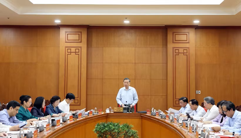 Tổng Bí thư, Chủ tịch nước Tô Lâm phát biểu chỉ đạo tại buổi làm việc về phát triển thể dục thể thao trong giai đoạn mới.