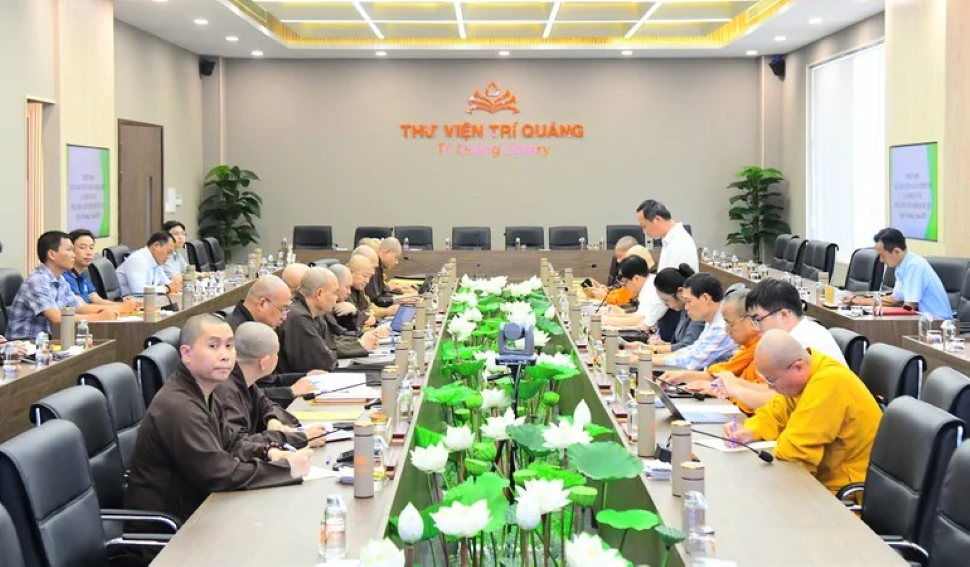 Quang cảnh buổi làm việc giữa Ban Tôn giáo Chính phủ và Ủy ban Tổ chức Đại lễ Vesak Liên Hiệp Quốc 2025 vào chiều 19-3